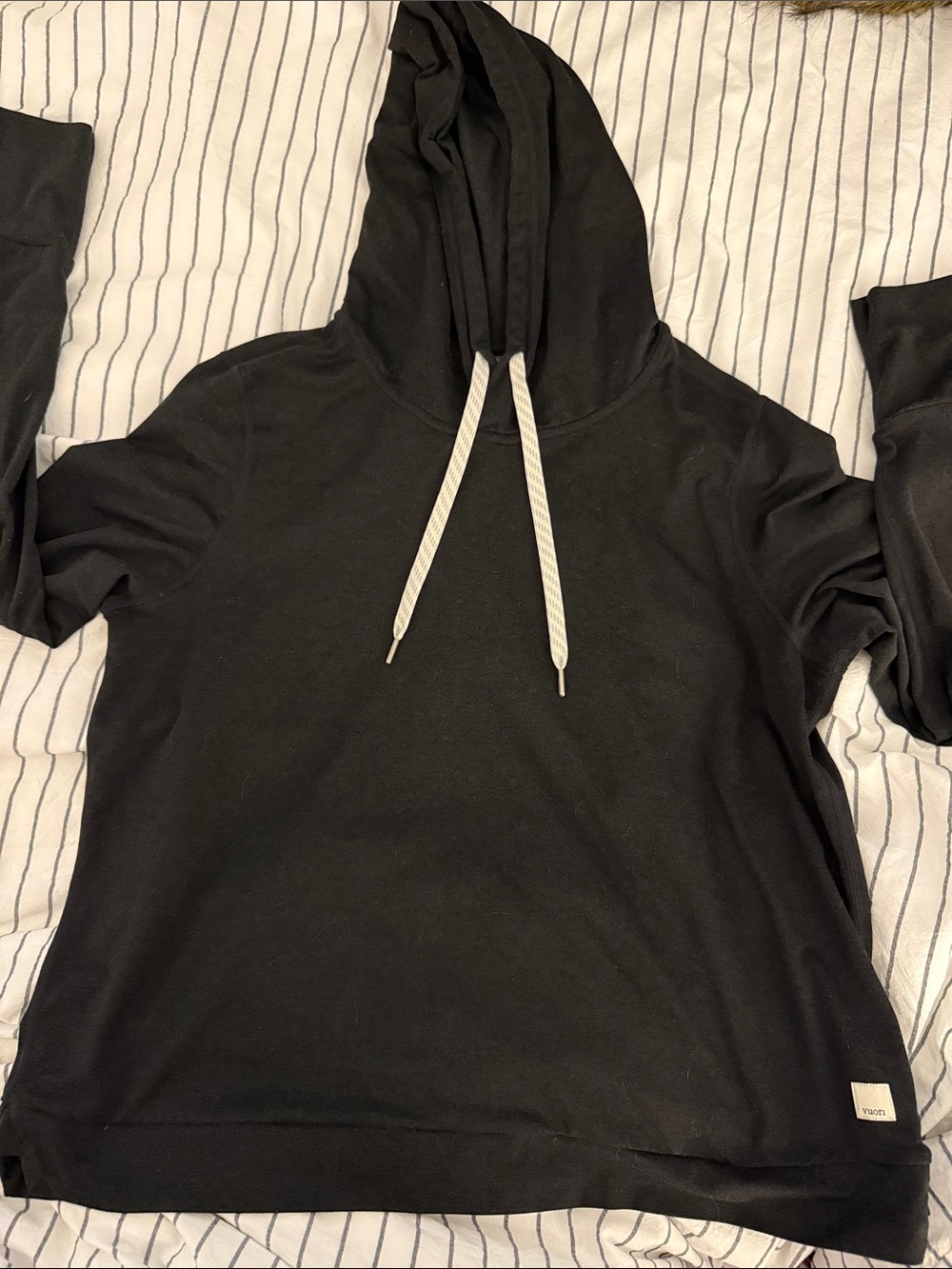 Vuori Black Pullover Hoodie with Contrast Drawcords